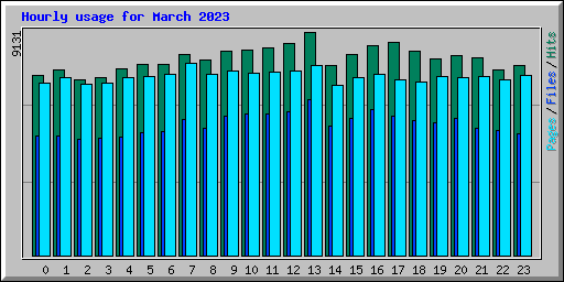 Hourly usage for March 2023