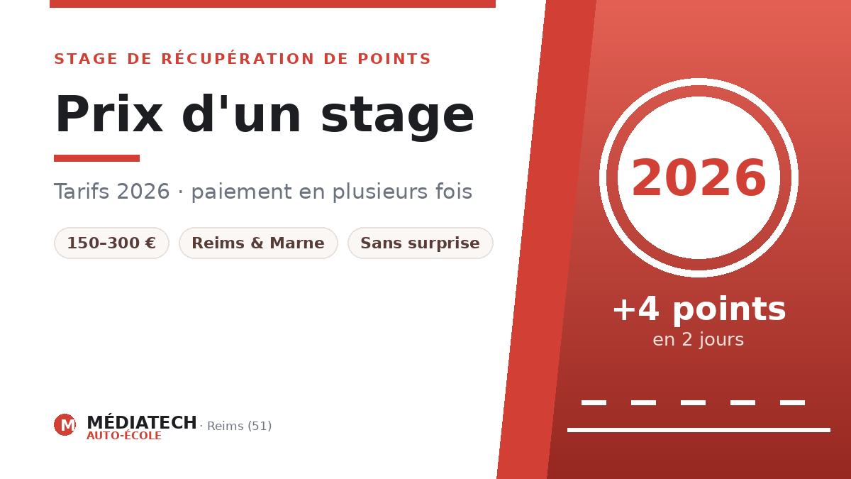 Prix d'un stage de récupération de points à Reims et dans la Marne